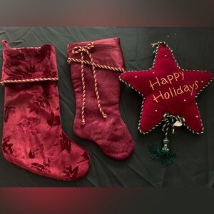Vintage Christmas Decor in Maroon and Gold color. Preloved with minor snags.